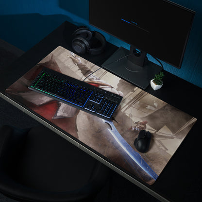 Gaming Mouse Pad Large Sepia Battle Scene for Desktop Setup, Cinematic Warrior Art, Non Slip Surface, Digital Art