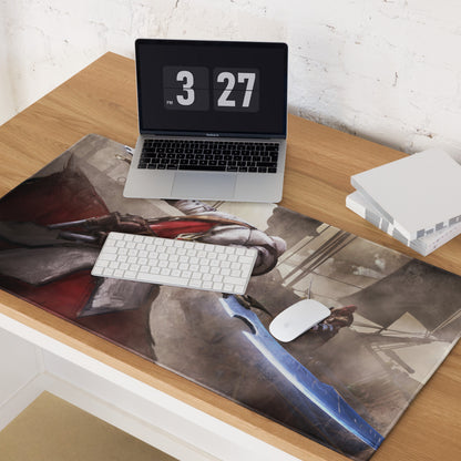 Gaming Mouse Pad Large Sepia Battle Scene for Desktop Setup, Cinematic Warrior Art, Non Slip Surface, Digital Art