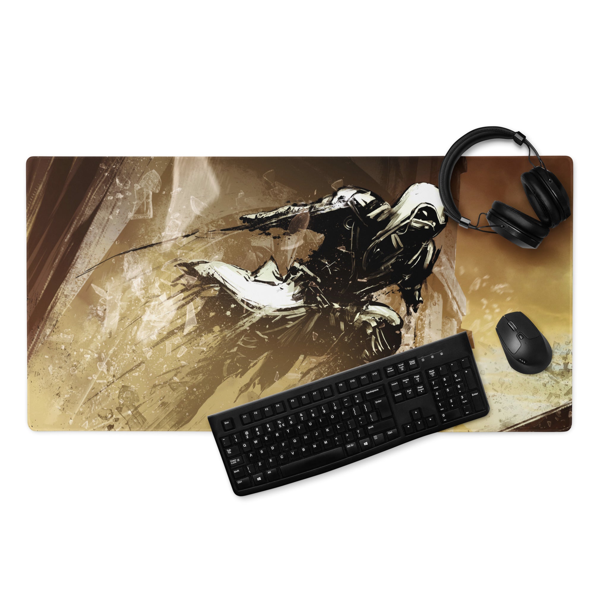Gaming Mouse Pad Brown Gold Large Desk Setup Grunge Artwork For Gamers Digital Illustration For Dota CSGO Fans