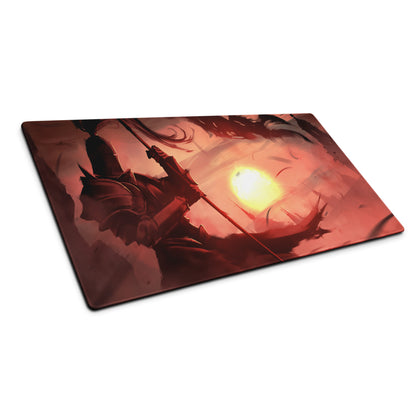 Large Gaming Mouse Pad Red Orange Sunset Battle Scene For Desk Setup Edge Stitching Non Slip Base Digital Art