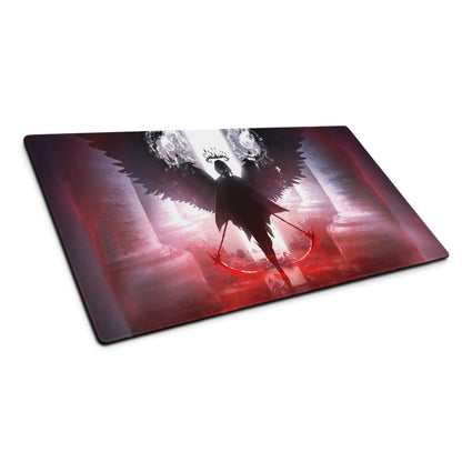 Gaming Mouse Pad Red Purple Black Winged Knight Epic Dark Fantasy Art For Gaming Desk Setup Edge Stitching Non Slip