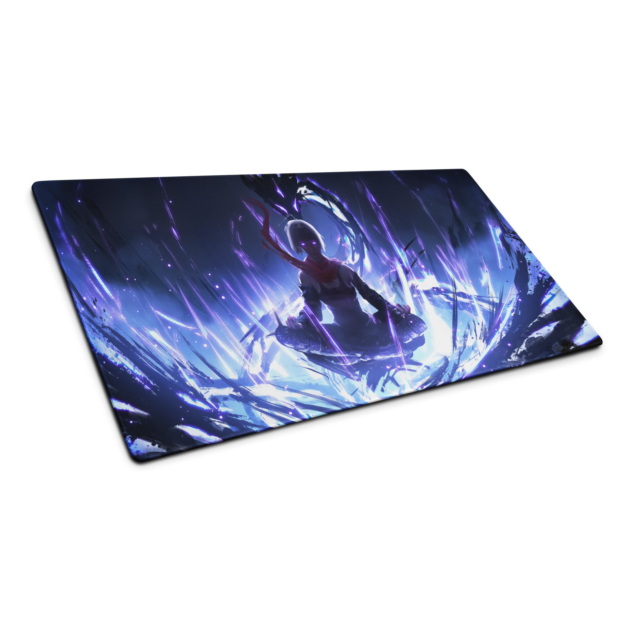 Gaming Mouse Pad Large Blue Purple Neon Aura For Gaming Desk Setup Anime Cyberpunk Art