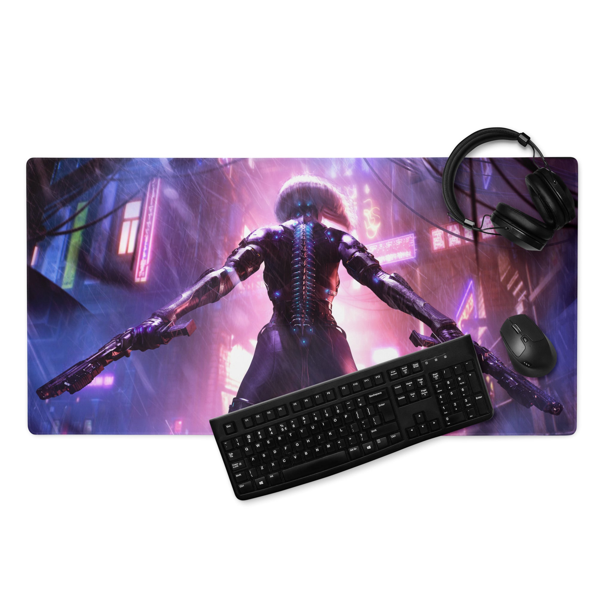 Gaming Mouse Pad Neon Pink Purple Blue Cyberpunk City Desk Mat For Gaming Setup Pro