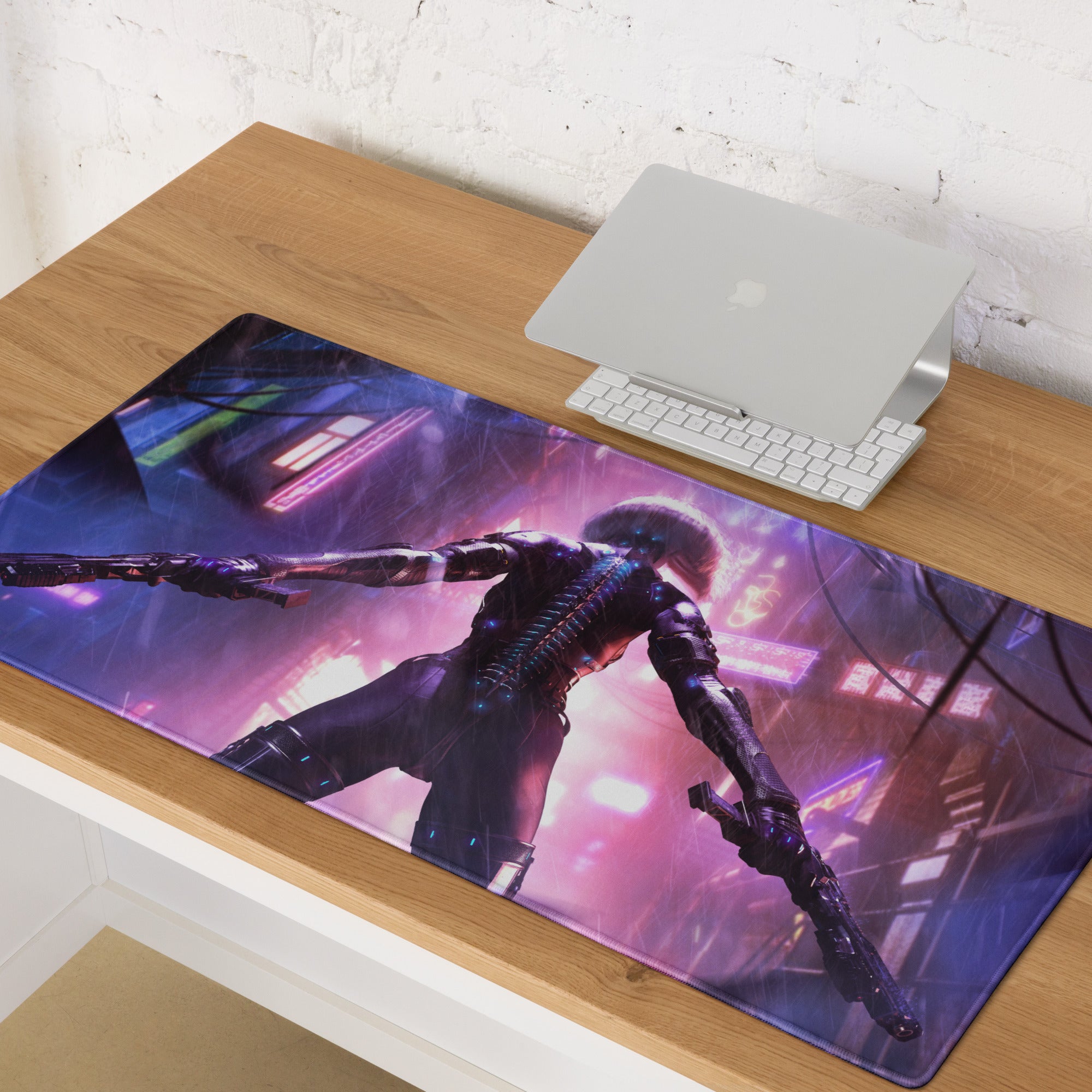 Gaming Mouse Pad Neon Pink Purple Blue Cyberpunk City Desk Mat For Gaming Setup Pro