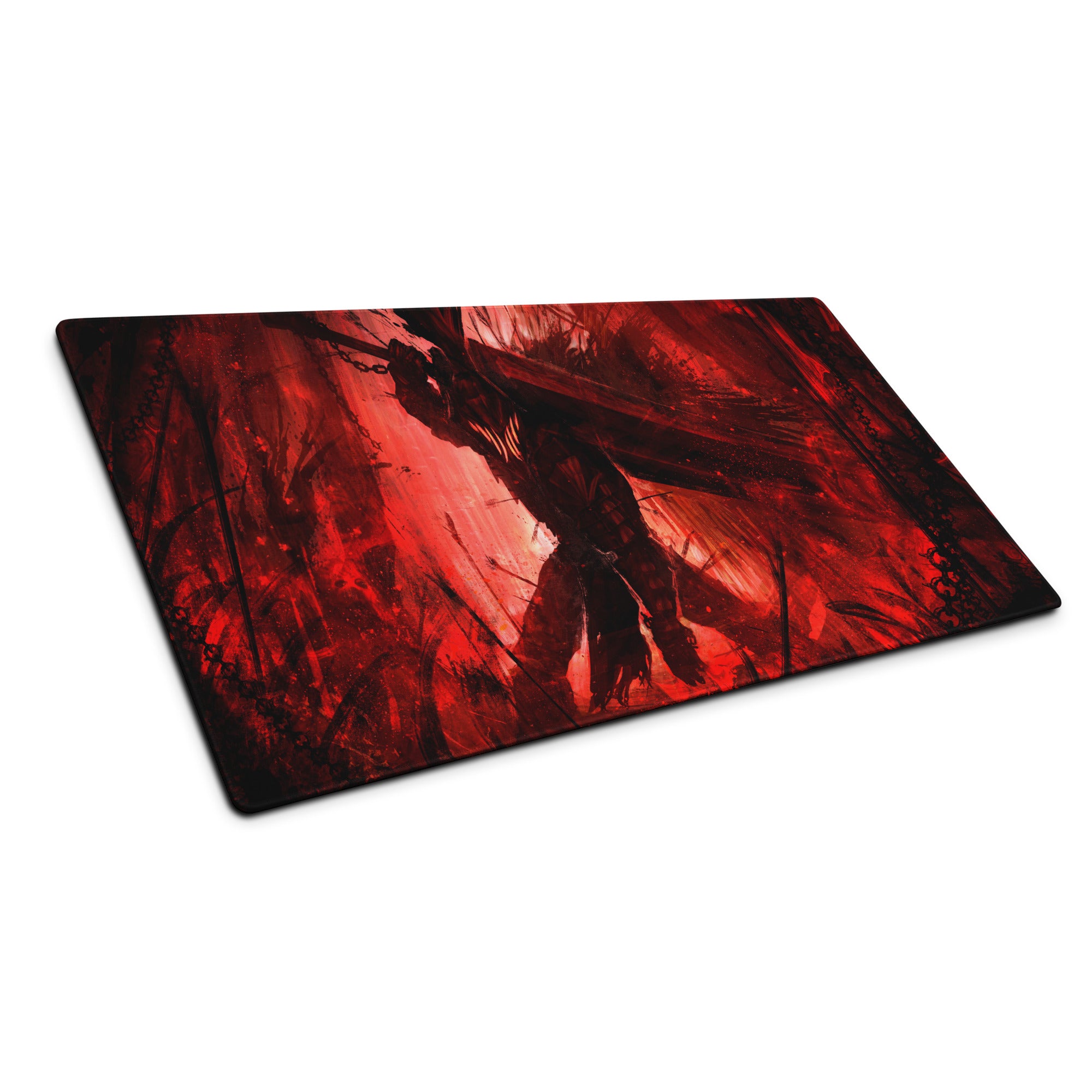 Gaming Mouse Pad Red Black Desk Setup Modern Abstract Art Style Non Slip Large For Gaming Desks