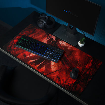 Gaming Mouse Pad Red Black Desk Setup Modern Abstract Art Style Non Slip Large For Gaming Desks