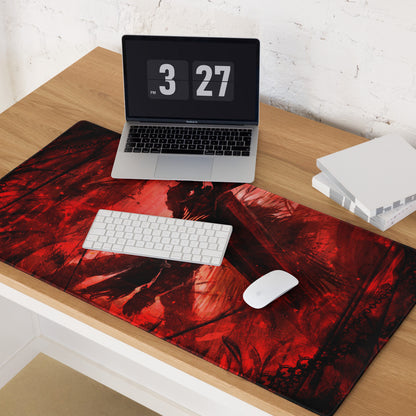Gaming Mouse Pad Red Black Desk Setup Modern Abstract Art Style Non Slip Large For Gaming Desks
