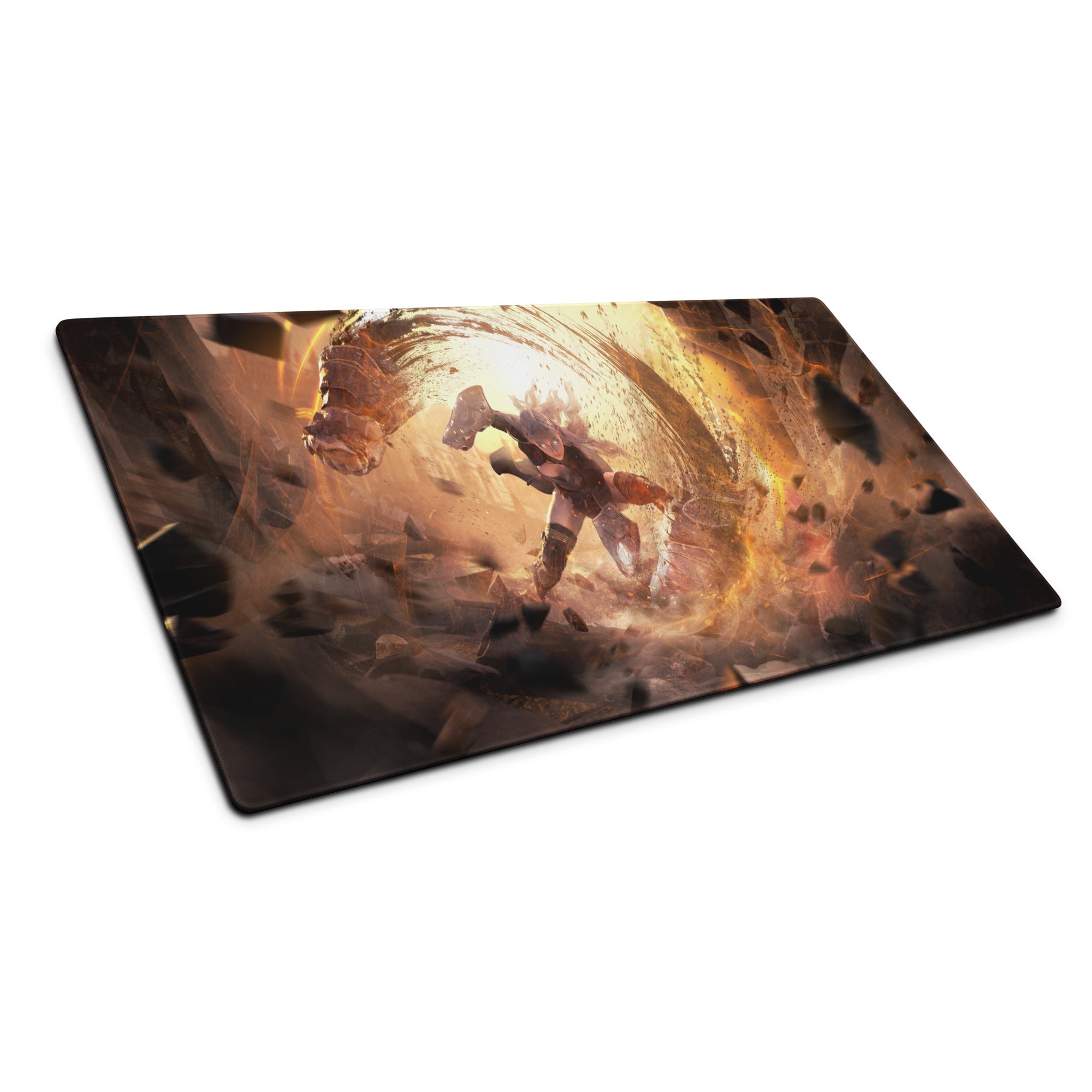 Fiery Orange Black Gaming Mouse Pad For Desk Epic Battle Art Non Slip Large For Esports Setup