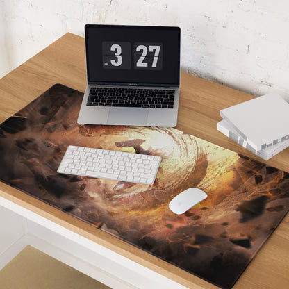 Fiery Orange Black Gaming Mouse Pad For Desk Epic Battle Art Non Slip Large For Esports Setup
