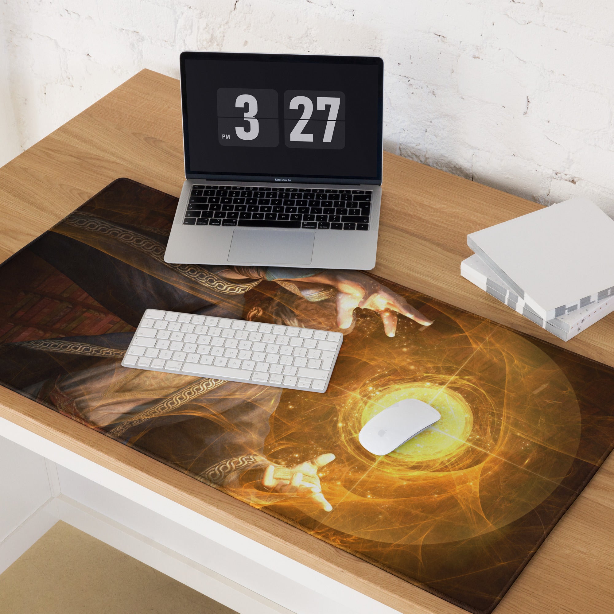 Orange Wizard Mage Gaming Mouse Pad for Desk Fantasy Cinematic Style Mats Large Non Slip Artwork