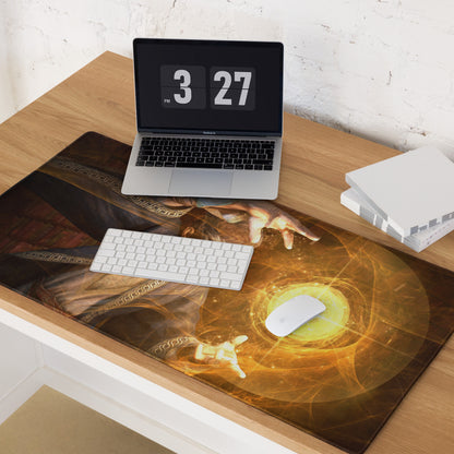 Orange Wizard Mage Gaming Mouse Pad for Desk Fantasy Cinematic Style Mats Large Non Slip Artwork