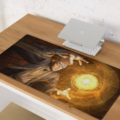 Orange Wizard Mage Gaming Mouse Pad for Desk Fantasy Cinematic Style Mats Large Non Slip Artwork