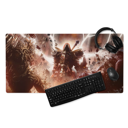 Gaming Mouse Pad Red And Black For Gaming Desk Setup Non Slip Edge Epic Fantasy Battle Digital Artwork