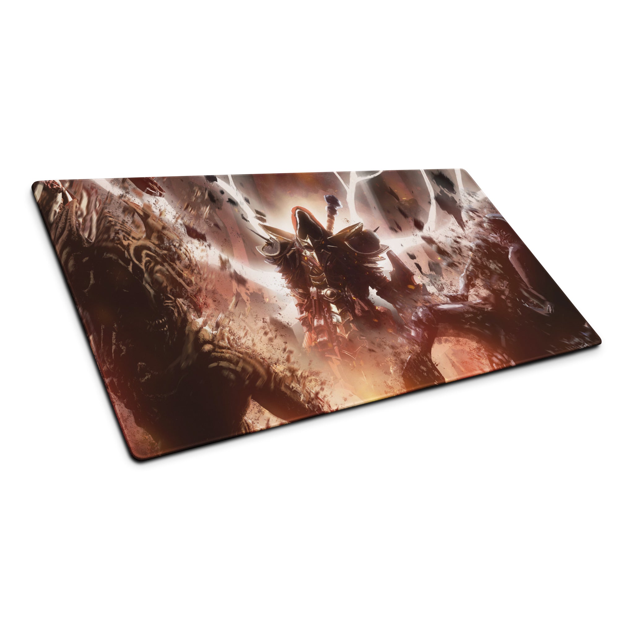 Gaming Mouse Pad Red And Black For Gaming Desk Setup Non Slip Edge Epic Fantasy Battle Digital Artwork