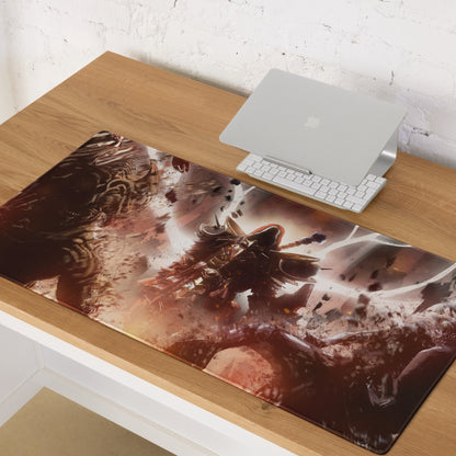 Gaming Mouse Pad Red And Black For Gaming Desk Setup Non Slip Edge Epic Fantasy Battle Digital Artwork