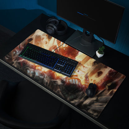 Gamer Mouse Pad Fiery Orange Red Esports Desk Digital Painting Dynamic Anime Style