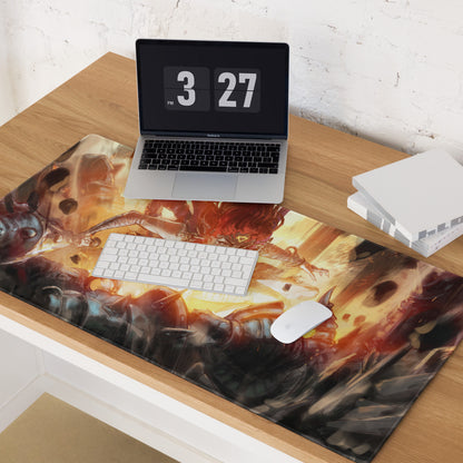 Gamer Mouse Pad Fiery Orange Red Esports Desk Digital Painting Dynamic Anime Style