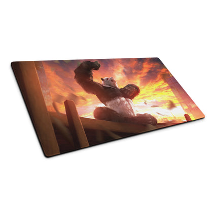 Giant Monster Battle Mouse Pad Orange Purple Sunset For Gaming Desk Setup Epic Cinematic Digital Art