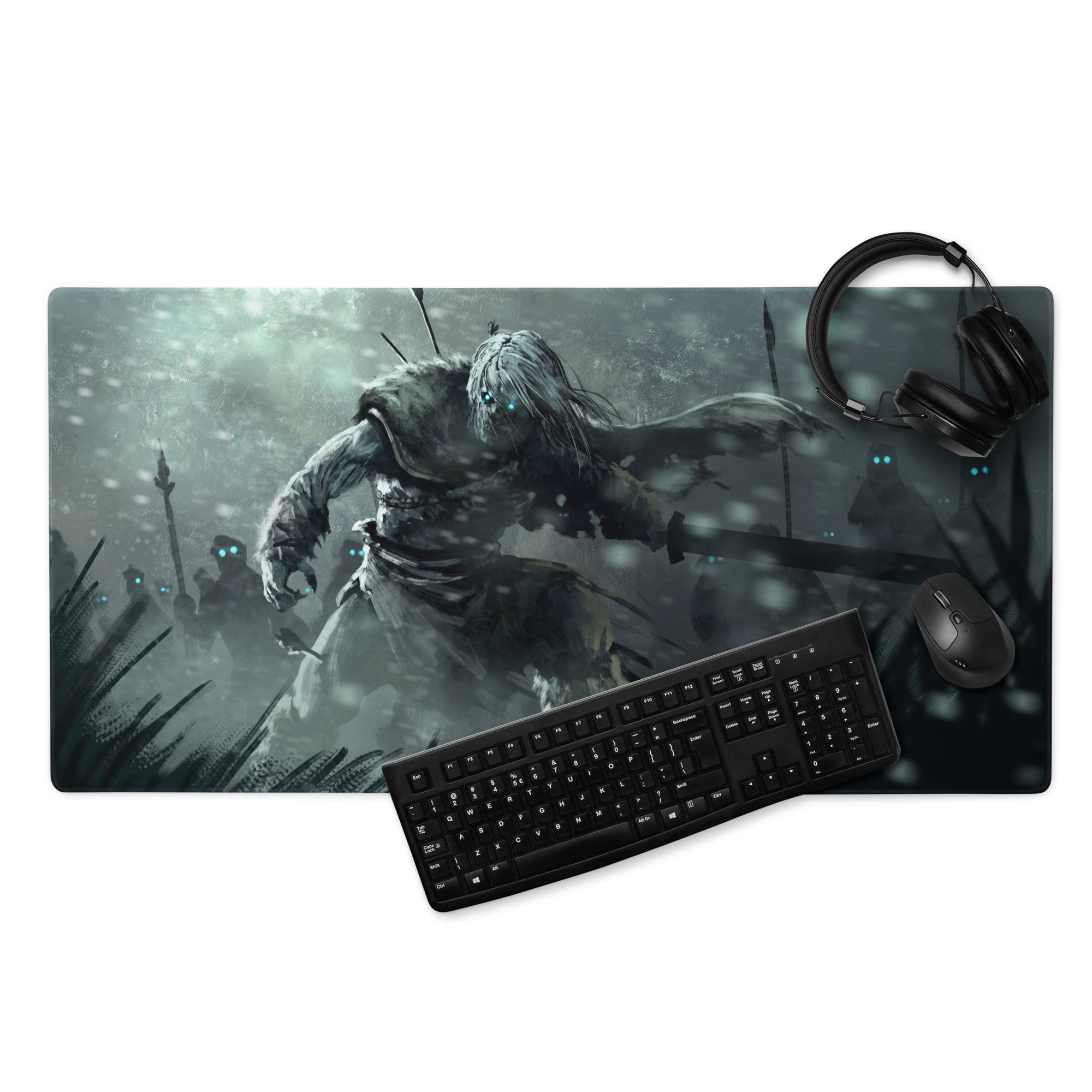 Gaming Mouse Pad Large Non Slip Dark Gray Teal Monster Artwork For Desktop Setup Digital Art