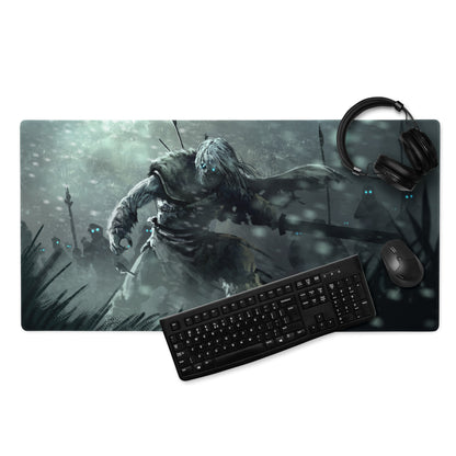 Gaming Mouse Pad Large Non Slip Dark Gray Teal Monster Artwork For Desktop Setup Digital Art