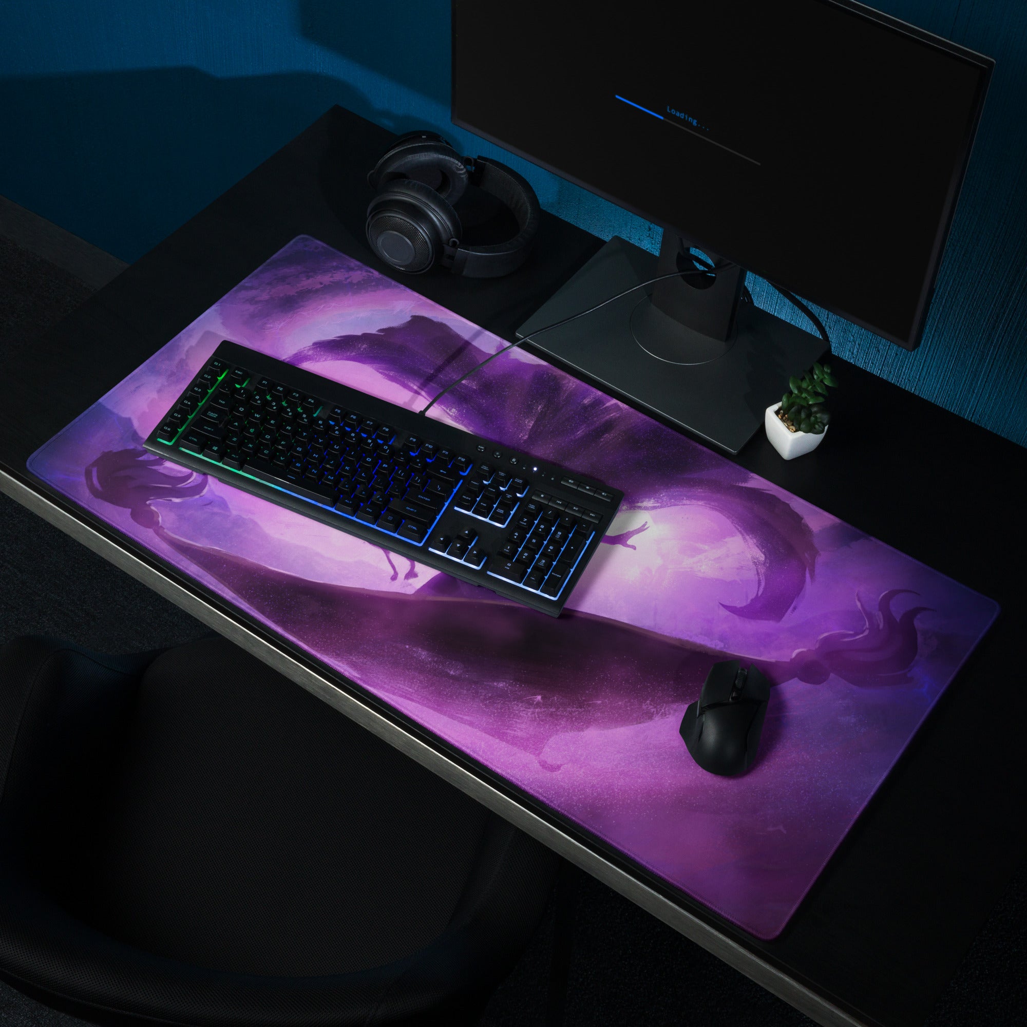 Gaming Mouse Pad Purple Violet For Gaming Setup Neon Fantasy Dragon Artwork Print