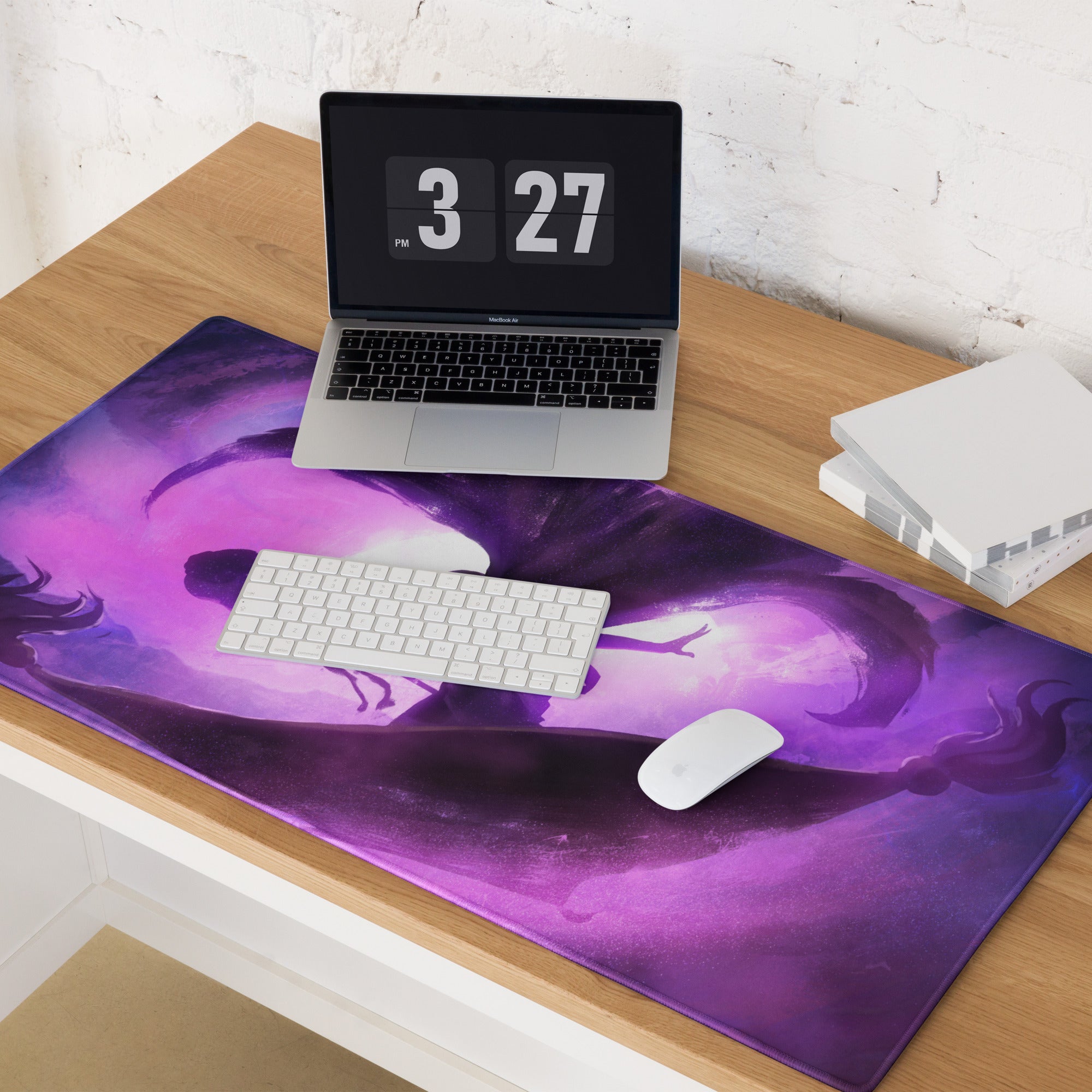 Gaming Mouse Pad Purple Violet For Gaming Setup Neon Fantasy Dragon Artwork Print