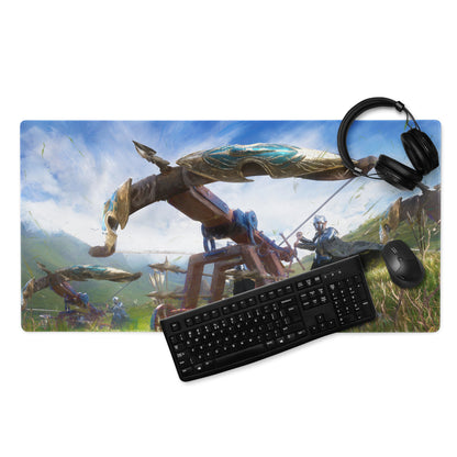 Gaming Mouse Pad Blue Large Non Slip Desk Mat For PC Gaming Setups Fantasy Battle Art