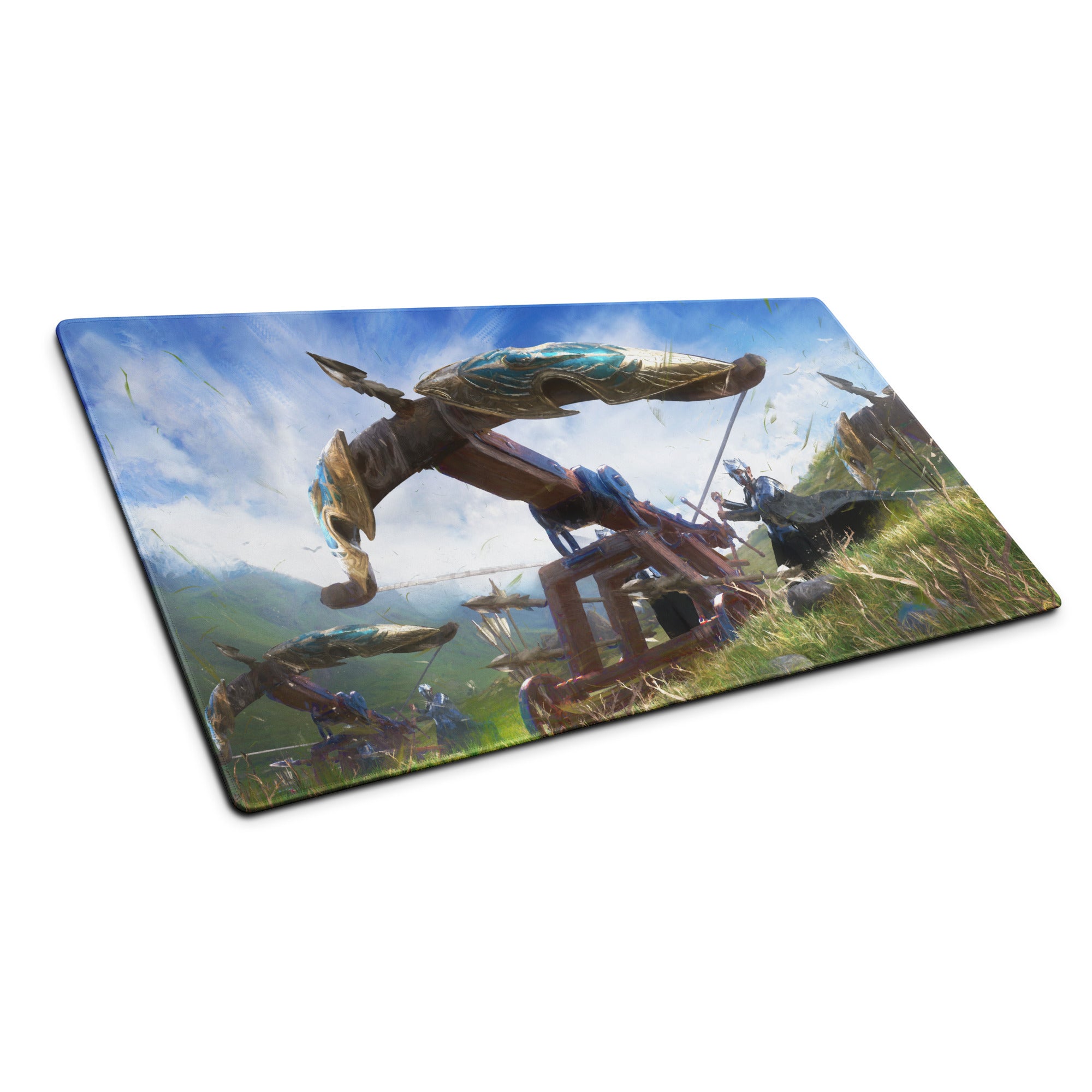 Gaming Mouse Pad Blue Large Non Slip Desk Mat For PC Gaming Setups Fantasy Battle Art