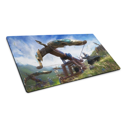 Gaming Mouse Pad Blue Large Non Slip Desk Mat For PC Gaming Setups Fantasy Battle Art