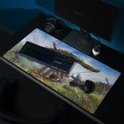 Gaming Mouse Pad Blue Large Non Slip Desk Mat For PC Gaming Setups Fantasy Battle Art