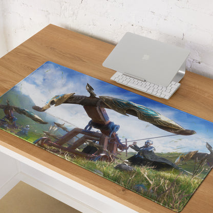 Gaming Mouse Pad Blue Large Non Slip Desk Mat For PC Gaming Setups Fantasy Battle Art