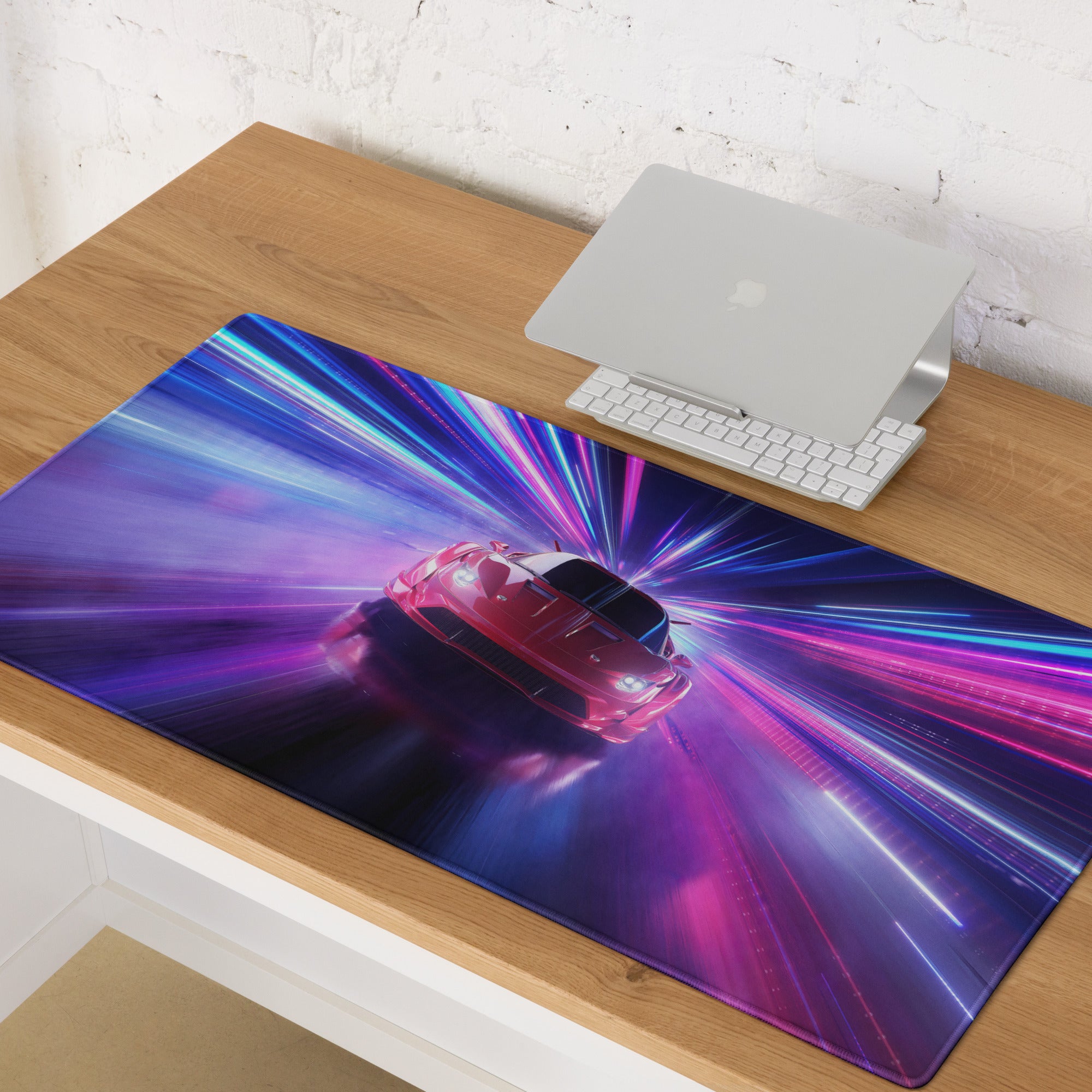 Gaming Mouse Pad Large Neon Blue Purple For Gaming Setup Cyberpunk Energetic Neon Mood Esports Pad Digital Artwork