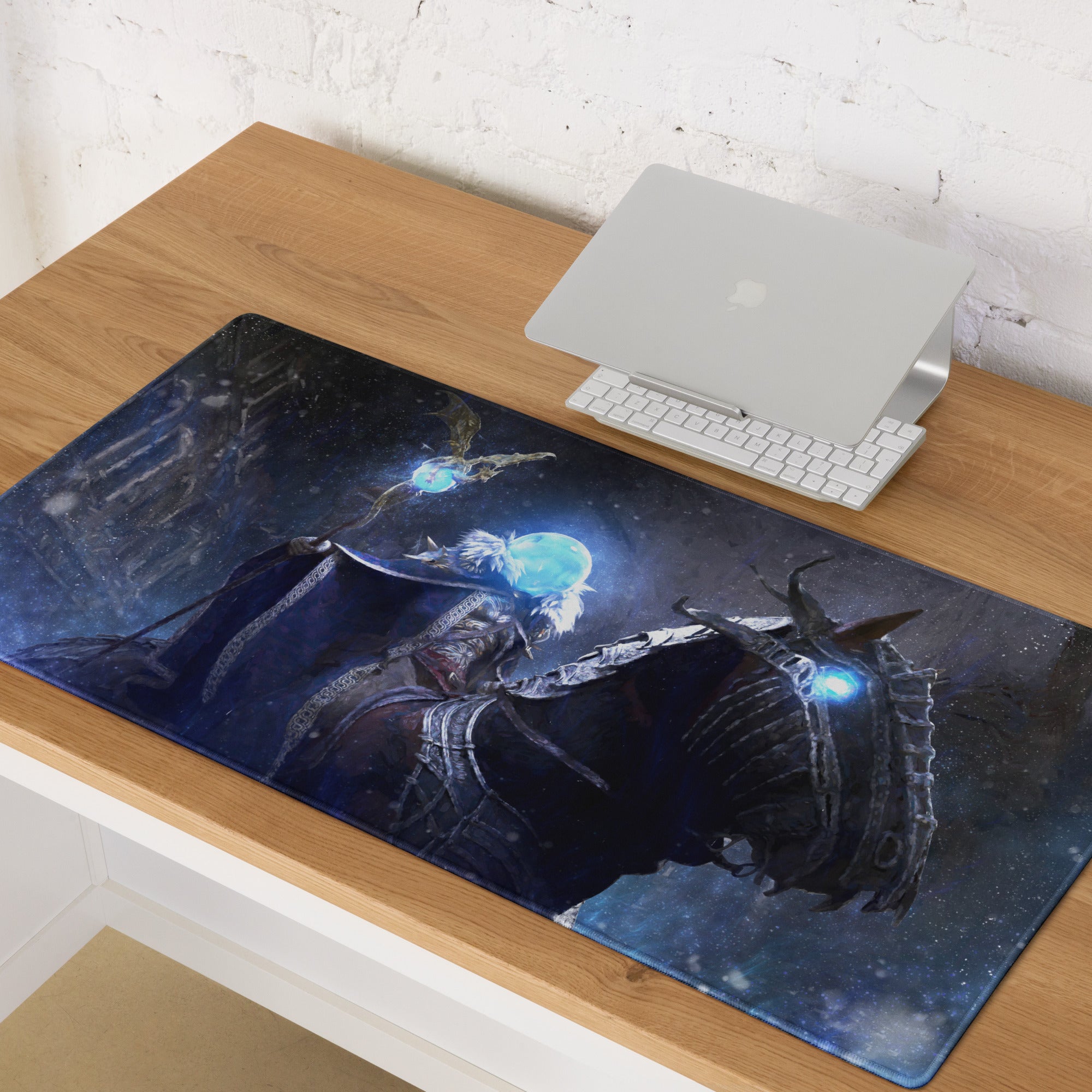 Gaming Mouse Pad Dark Blue And Ice Blue For Desk Setup Cinematic Fantasy Battle Art For Dota Csgo Enthusiasts