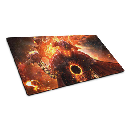 Gaming Mouse Pad Large Fire Orange Black Lava Battle Scene For Gaming Setup With Non Slip Base Fantasy Digital Art