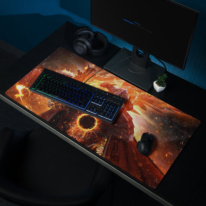 Gaming Mouse Pad Large Fire Orange Black Lava Battle Scene For Gaming Setup With Non Slip Base Fantasy Digital Art
