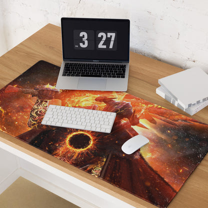Gaming Mouse Pad Large Fire Orange Black Lava Battle Scene For Gaming Setup With Non Slip Base Fantasy Digital Art