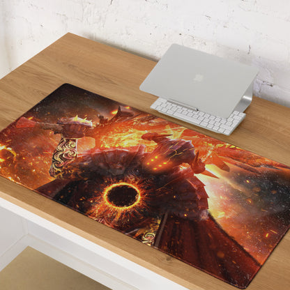 Gaming Mouse Pad Large Fire Orange Black Lava Battle Scene For Gaming Setup With Non Slip Base Fantasy Digital Art