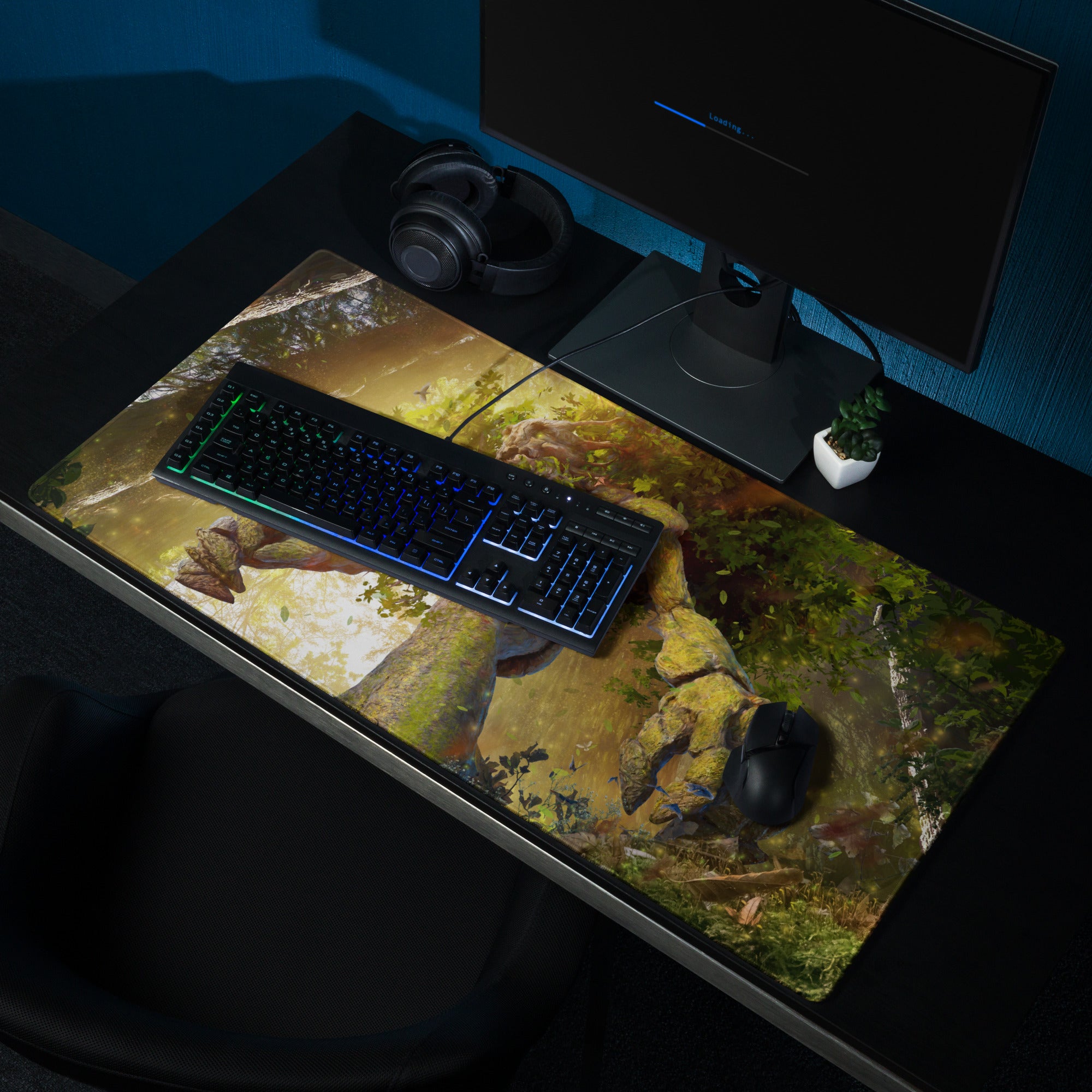 Gaming Mouse Pad Forest Green Gold For Desktop Setup Fantasy Nature Theme Immersive Forest Mood