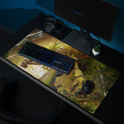 Gaming Mouse Pad Forest Green Gold For Desktop Setup Fantasy Nature Theme Immersive Forest Mood