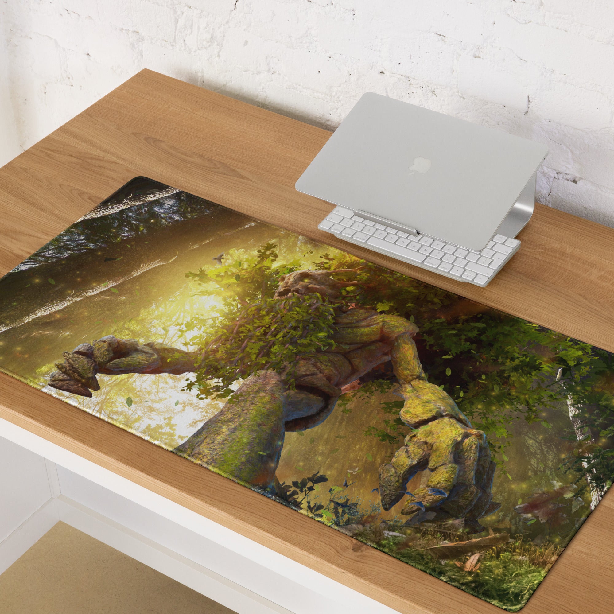 Gaming Mouse Pad Forest Green Gold For Desktop Setup Fantasy Nature Theme Immersive Forest Mood