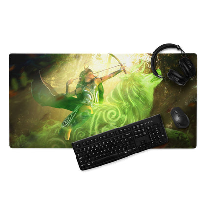 Gaming Mouse Pad Neon Green Arcane Swirl Large Non Slip Desk Mat For PC Setup Fantasy Art Style Desk Accessory