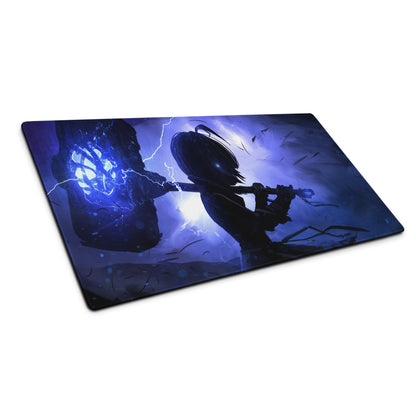 Gaming Mouse Pad Blue Purple Neon Lightning Desk Mat For Gaming Setup Modern Cyberpunk Dynamic Digital Art