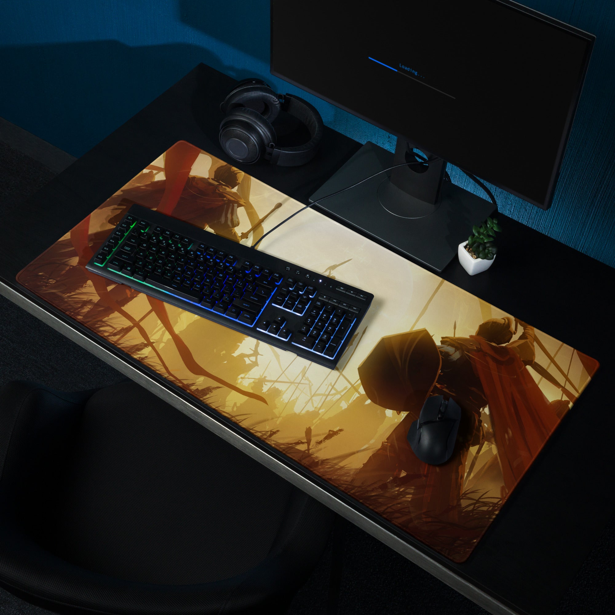 Gaming Mouse Pad Orange Gold For Gaming Desk Cinematic Fantasy Art Non Slip Large Esports Dota CSGO