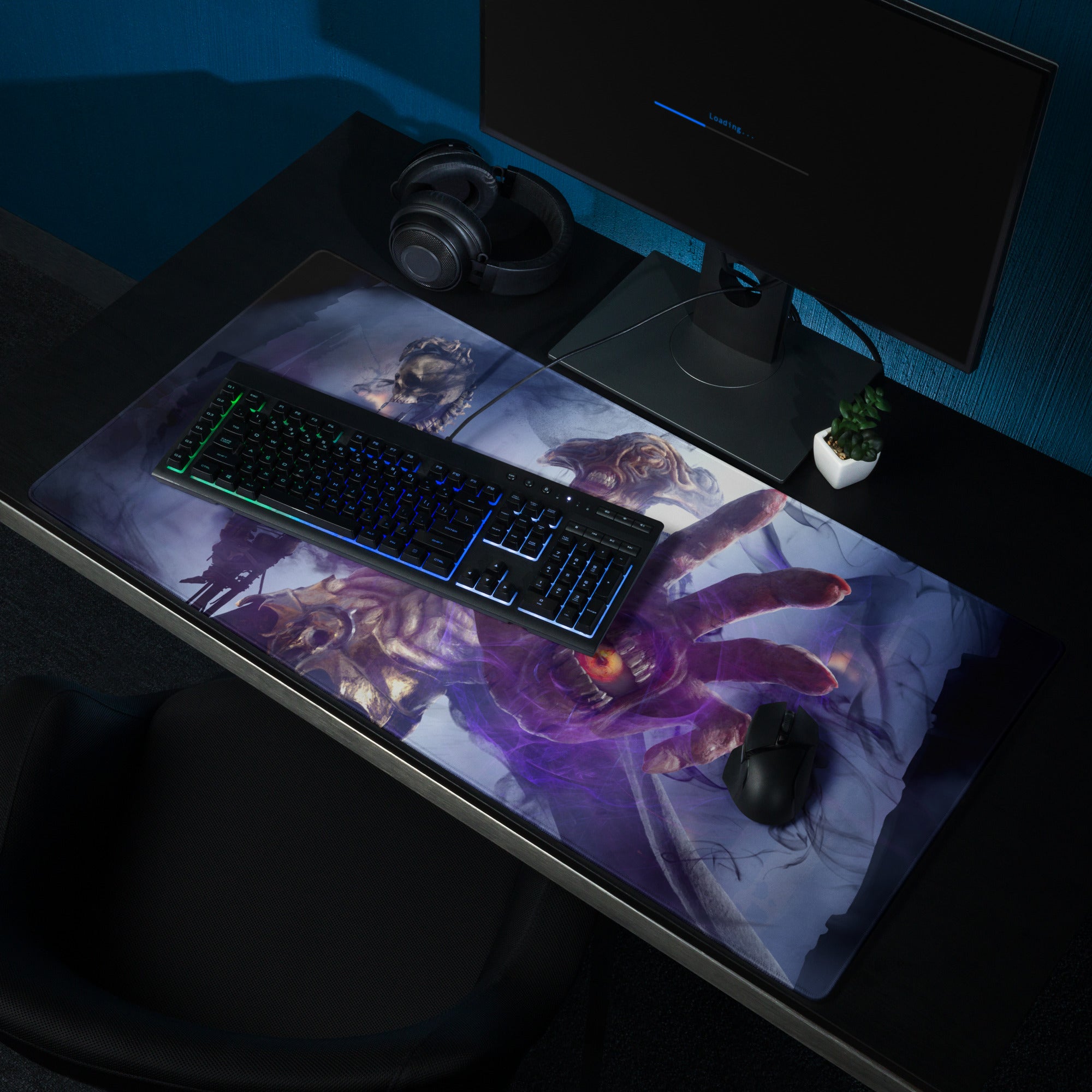 Gaming Mouse Pad Purple Blue Epic Creature Artwork Desk Mat For Gaming Pro Setup