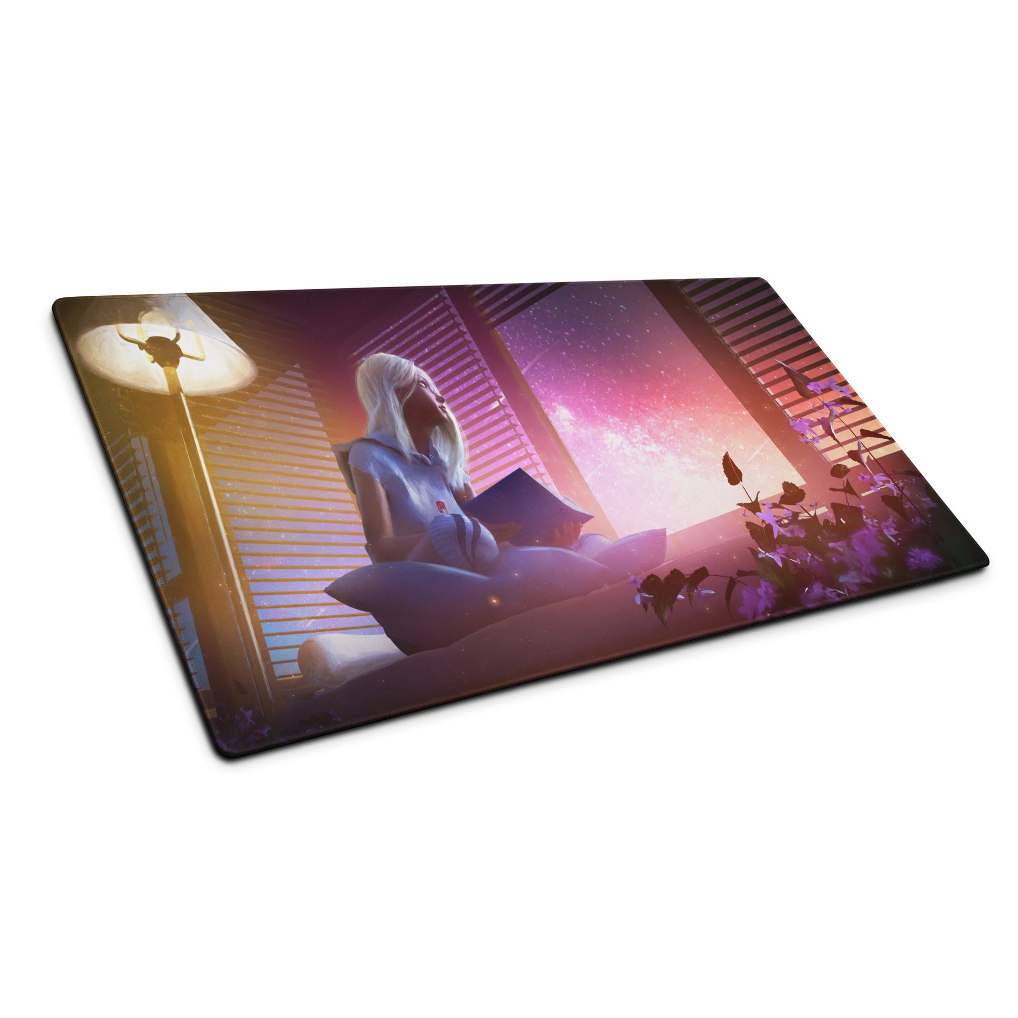 Gaming Mouse Pad Purple Pink Neon For Desktop Setup Large Non Slip Cyberpunk Style Vivid Mood Esports Decor