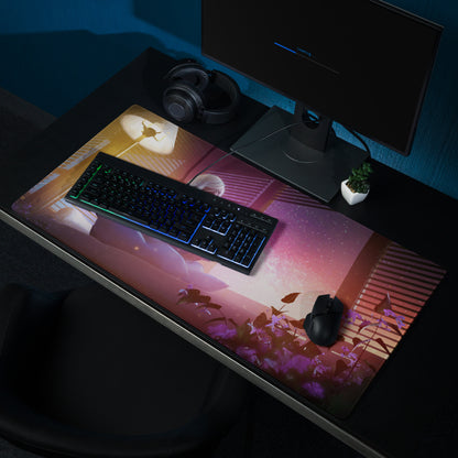 Gaming Mouse Pad Purple Pink Neon For Desktop Setup Large Non Slip Cyberpunk Style Vivid Mood Esports Decor