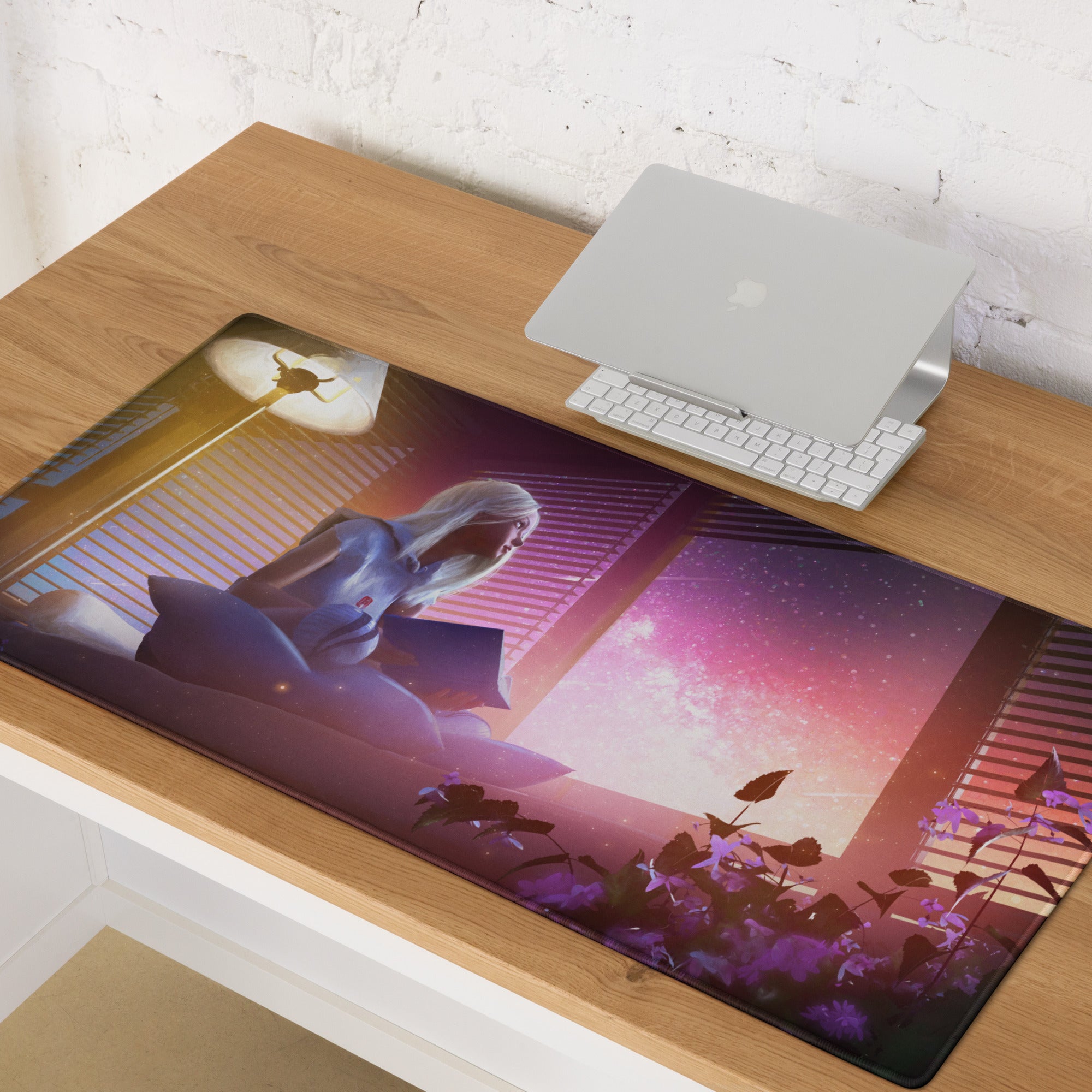 Gaming Mouse Pad Purple Pink Neon For Desktop Setup Large Non Slip Cyberpunk Style Vivid Mood Esports Decor
