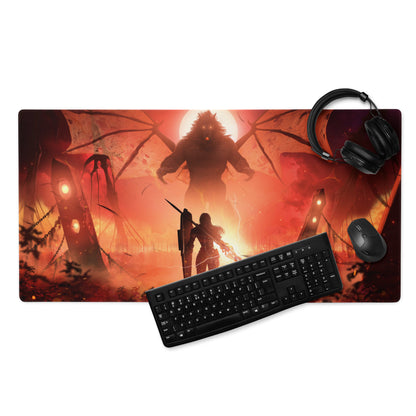 Gaming Mouse Pad Red Orange Fiery Battle Scene for Gaming Desk Setup Digital Art