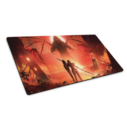 Gaming Mouse Pad Red Orange Fiery Battle Scene for Gaming Desk Setup Digital Art