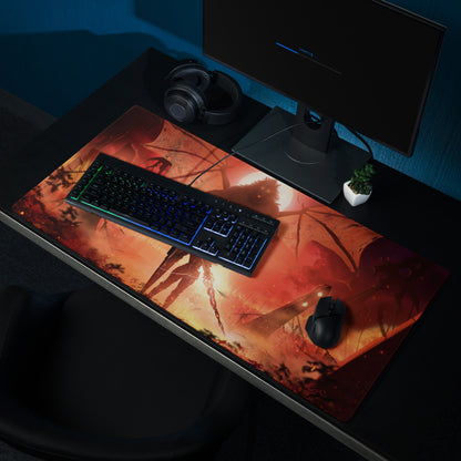 Gaming Mouse Pad Red Orange Fiery Battle Scene for Gaming Desk Setup Digital Art
